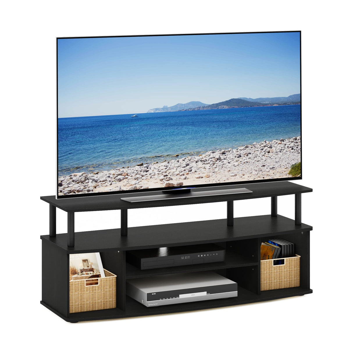Furinno Jaya Large Entertainment Center Hold up to 55-in TV, Inches, Blackwood Furinno