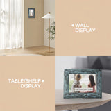 6x8 Green Picture Frames Set of 2, Solid Wood Photo Frame with HD Glass, Farmhouse Distressed Rustic Natural Weathered Wooden Frames for Gallery Wall Mounting or Table Top Display Home Decorative Free form