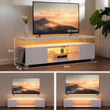 Cubehom LED TV Stand White TV Stands for Living Room Modern TV Stand with Storage for 65/70/75 inche TVs Entertainment Center for Living Room Cubehom