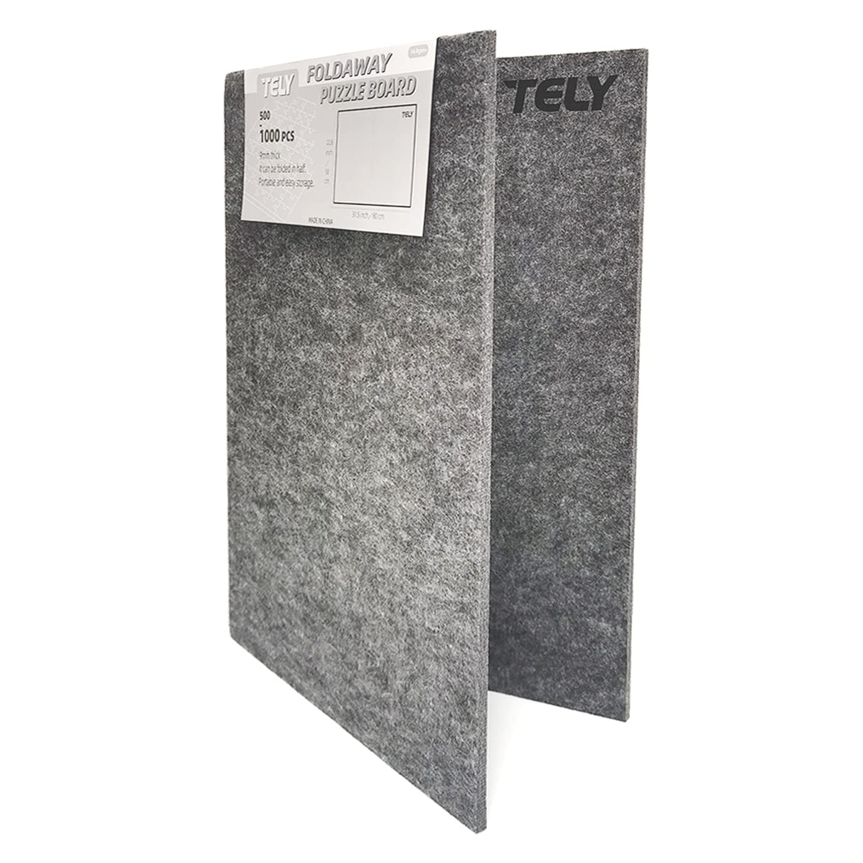 TELY Foldaway Puzzle Board Felt Mat for up to 1000 Pieces of Jigsaw Puzzle, Foldable for Easy Storage, Portable Puzzle Pad, (Black/9mm Thickness) TELY
