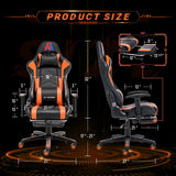 AA Products Gaming Chair Ergonomic High Back Computer Racing Chair Adjustable Office Chair with Footrest, Lumbar Support Swivel Chair - BlackOrange AA Products Inc.