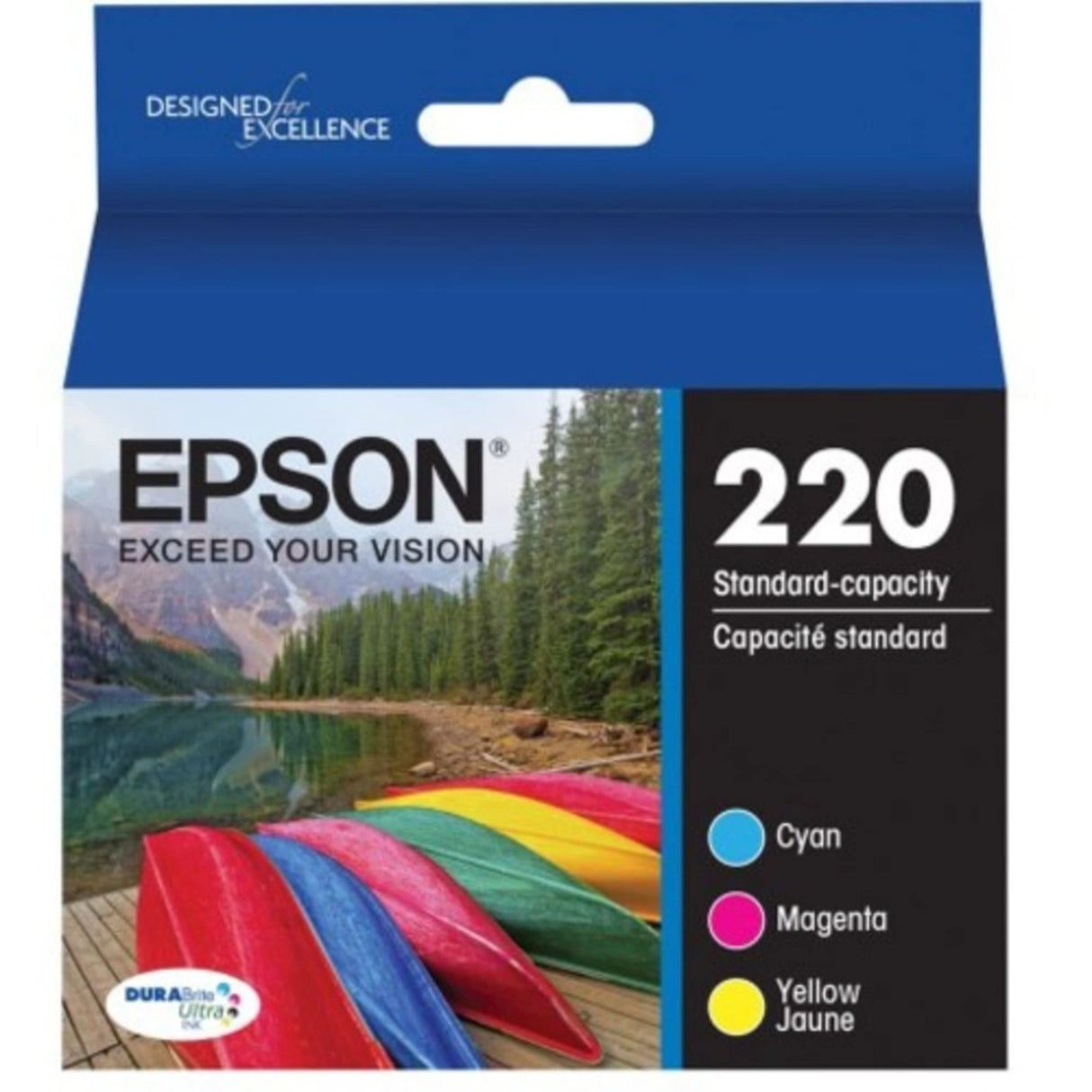 EPSON 220 DURABrite Ultra Ink Standard Capacity Color Combo Pack (T220520-S) Works with WorkForce WF-2630, WF-2650, WF-2660, WF-2750, WF-2760, Expression XP-320, XP-420, XP-424 Epson