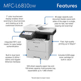 Brother MFC-L6810DW Enterprise Monochrome Laser All-in-One Printer with Low-Cost Printing, Large Paper Capacity, Wireless Networking, Advanced Security Features, and Duplex Print, Scan, and Copy Brother