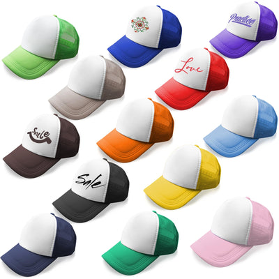 Timisea 13 Pcs Sublimation Blank Trucker Hats,13 Colors DIY Sublimation Trucker Hats,Baseball Cap Polyester Bulk Mesh Trucker Hat for Men and Women Multi