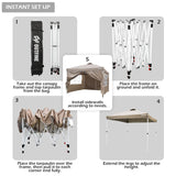 OUTFINE Patio Canopy 10'x10' Pop Up Commercial Instant Gazebo Tent, Outdoor Party Canopies with 4 Removable Sidewalls, Stakes x8, Ropes x4 (Khaki, 10 * 10FT) OUTFINE