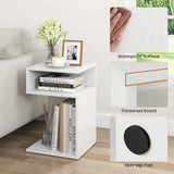 Giantex 3-Tier Side Table Set of 2, S-Shaped End Table with 2 Open Storage Compartments, Wood Narrow Bedside Table, Modern Nightstand for Bedroom, Living Room, Small Spaces, Easy Assembly, White Giantex