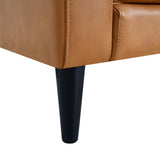 Naomi Home Marisa Genuine Leather Couch - Revel in Exquisite Leather Couch Opulence - Unparalleled Luxury Mid-Century Leather Couch – The Embodiment of Cozy Lounging and Contemporary Design, Tan Naomi Home