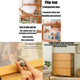 Curio Display Cabinet with Acrylic Doors,3/4Tier Display Case Bookshelf,Large Capacity Floor Bamboo Storage Cabinet,Flip Doors Convenient Storage,Easy to Clean,for Living Room,Study,Brown,106cm/41.7in WROASLTOUX