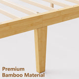 FDLOGW 14 in High Solid Bamboo Wood Twin Bed Frame with Headboard, Platform Twin Size Bed Frame, Heavy Duty, No Box Spring Needed, Nosie Free FDLOGW