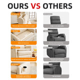 Rhevoy Oversized Swivel Rocker Recliner Chair, 26" Extra Wide Glider Nursery Chair with Adjustable Headrest, Chenille Power Recliner Rocking with Double Cushion, Cup Holder, Beige Rhevoy