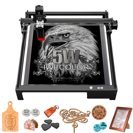 IWECOLOR Laser Engraver, 50W High Accuracy Laser Engraving Machine with 410x400mm Large Working Area, 5.5-7.5W Laser Power Engraver and Cutter for Wood, Metal, Acrylic, Leather IWECOLOR
