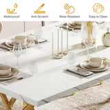 Tribesigns Modern Dining Table, 63" Large Kitchen Table for 4-6 People, Unique Rectangular Dinner Table Kitchen & Dining Room Furniture with Faux Marble Tabletop and Geometric Legs Tribesigns