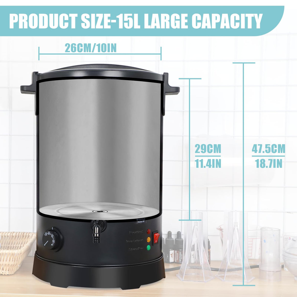 TOAUTO 30Lbs Commercial Wax Melter for Candle Making Large Electric Wax Melting Pot for Candle Making Business with Temperature Control & Quick Pour Spout TOAUTO