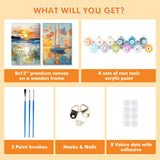 Bowetile 2 Pack Landscape Paint by Numbers for Adults Beginners Framed, Beach Adults' Paint-by-Number Kits, Easy Adult Paint by Number Kits on Canvas, Acrylic Number Painting for Home Decor, 8x12in Bowetile