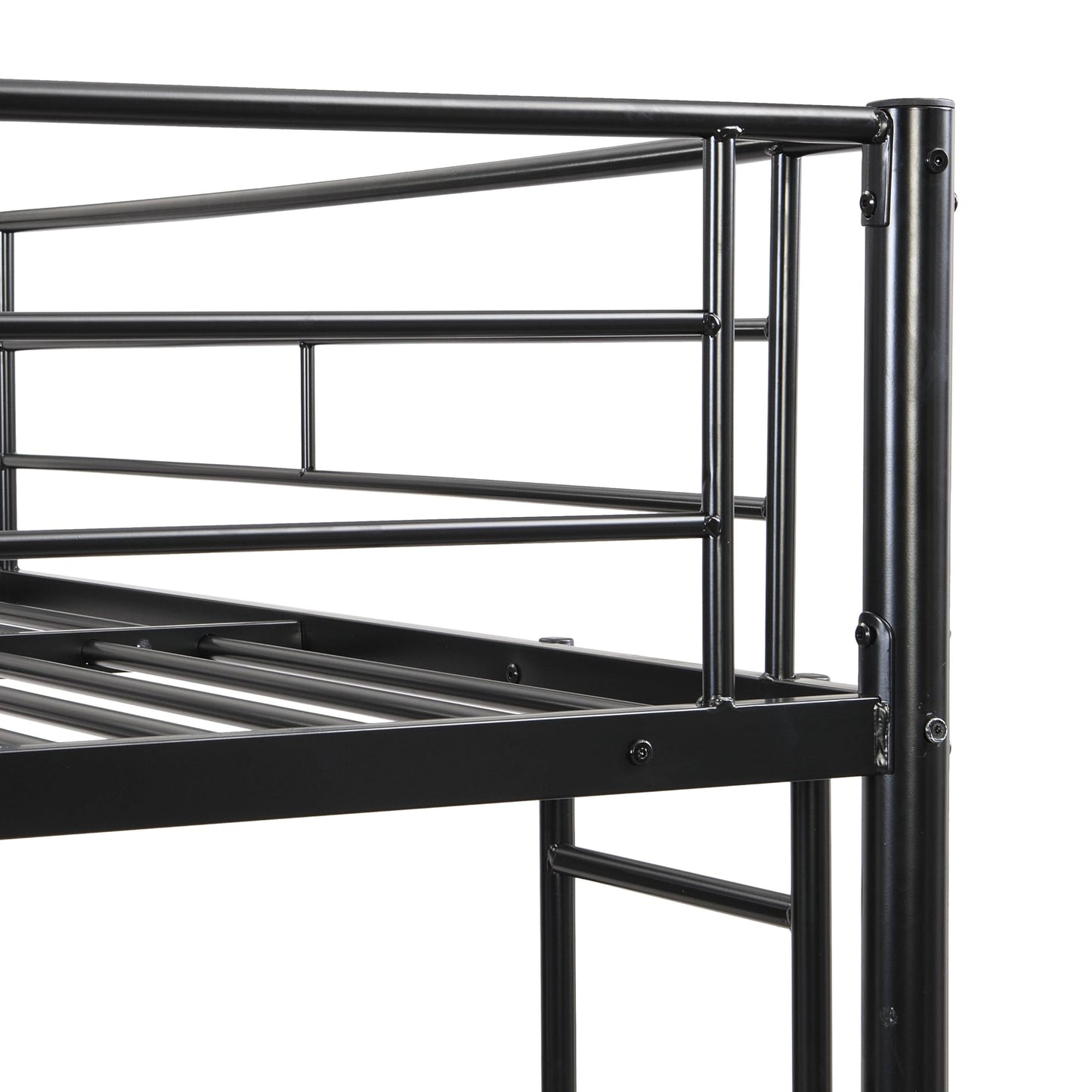 Zyerch Full Over Full Bunk Beds with Trundle for Kids Adults, Metal Bunkbeds Full Size Bunk Bed with 2 Ladders & Guardrail, Noise Free Easy Assemble Bunk Beds with Trundle, Black