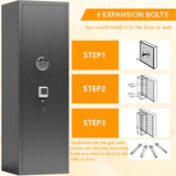 Leariso Biometric Gun Cabinet, Home Safes for Rifles and Pistols, Rifle Gun Safe for Handgun with Adjustable Shelves and Pockets, Gun Cabinet with Alarm Function, Gun Locker, Easy Installation Leariso