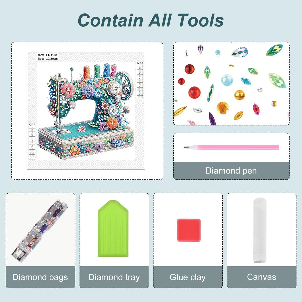 Anuver Sewing Machine Diamond Painting Kits for Adults, 5D Special Shape Crystal Rhinestones Diamond Painting for Beginners, Diamond Art Kits for Home Wall Decoration, 12×12 Inch Anuver