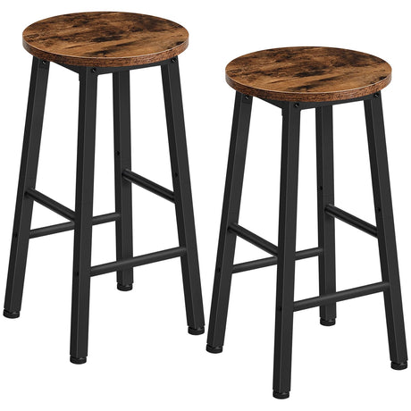 HOOBRO Bar Stools Set of 2, Counter Height Bar Stools, 24.8" Bar Stools for Kitchen Island, Industrial Kitchen Bar Chairs, for Dining Room, Kitchen, HOOBRO