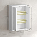 KANGYINGLE White Wall-Mounted Bathroom Cabinet, 24W x 33H x 8D inches, MDF, Double Door Storage KANGYINGLE