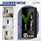 BWE 13" X 25" Stainless Steel Shower Niche, No Tile Needed Black Wall Niche, Double Shelves Recessed for Bathroom Storage,Over Mount Installation BWE