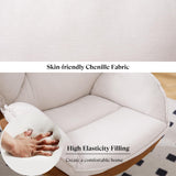Ya-Home Modern Swivel Accent Chair, Chenille Upholstered Leisure Chair with Cozy Seat Silver Metal Base, Comfy Lounger Armchair Recliner Chair for Living Room Bedroom, 1PC, Beige Ya-Home