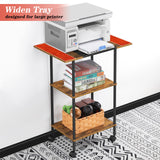 Luplom Large Printer Stand with Storage Rolling Printer Cart with Wheels 3 Tier Printer Table with Storage Shelf for Home Office Filing Scanner Fax Machine Heat Press Microwave Luplom
