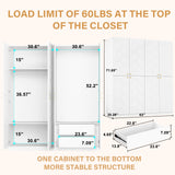 Wakefit Armoire Wardrobe Closet, 4 Doors Wooden Wardrobe Closet Cabinet, 78" Bedroom Armoires with Hanging Rod Shelf, Freestanding Wardrobe Cabinet for Bedroom, Guest Room, White Wakefit