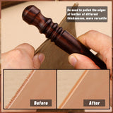 WONVOC Leather Edge Burnish Kit 2 PCS Ebony Wood Leather Burnisher Tool, Round Head Leather Edge Burnishing Tool, Leather Edge Slicker Burnisher, Leather Craft Tool WONVOC