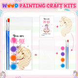 Leinuosen 28 Sets Unicorn Party Favors Wood Painting Craft Kits with Art Supplies and Inspirational Cards Thank You for Coming Gifts for Summer Birthday Party Goodie Bag DIY Prizes Leinuosen