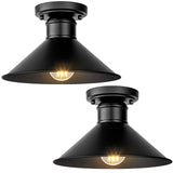Brightever 2-Pack Industrial Semi Flush Mount Ceiling Lights, Matte Black Farmhouse Light Fixtures, Close to Ceiling Lights for Kitchen, Laundry Room, Entryway, Hallway E26 Base, Bulb not Included Brightever