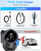 EVDANCE NACS to J1772 Charging Adapter - Max 80 Amp & 250V J1772 EV Adapter Compatible with Tesla High Powered Connectors Destination Chargers and Mobile Connectors (Black) EVDANCE