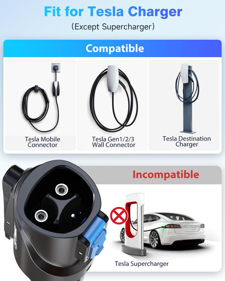 EVDANCE NACS to J1772 Charging Adapter - Max 80 Amp & 250V J1772 EV Adapter Compatible with Tesla High Powered Connectors Destination Chargers and Mobile Connectors (Black) EVDANCE