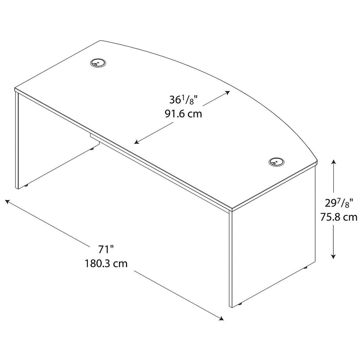 Bush Business Furniture Series C 72W Bow Front Office Desk in Hansen Cherry, Large Computer Table for Home and Professional Workplace Bush Business Furniture
