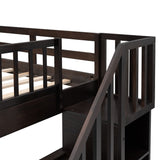 Harper & Bright Designs Full Over Full Bunk Bed with Stairs and Storage Drawers, Solid Wood Full Bunk Bed Frame for Kids Teens Adults - Espresso Harper & Bright Designs