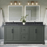Vanity Art 72 Inch Double Sink Bathroom Vanity with Ceramic Sink and Stone Top | Undermount Rectangular Cabinet with Soft Closing Doors, Dovetailed Drawers, No Mirror VA5072-DVG Vanity Art