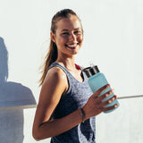 VQRRCKI 32 oz Insulated Water Bottle Bulk 8 Pack, Stainless Steel Sports Water Bottles with Straw Lid & Wide Mouth Lids, Double Walled Vacuum, Leak Proof, Turquoise Blue VQRRCKI