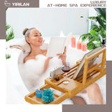 Yirilan Bamboo Bathtub Tray, Expandable Bathroom Tray, Waterproof Tray Caddy, Perfect Bath Caddy for Home Spa, Gift for Loved Ones, Bamboo Yirilan