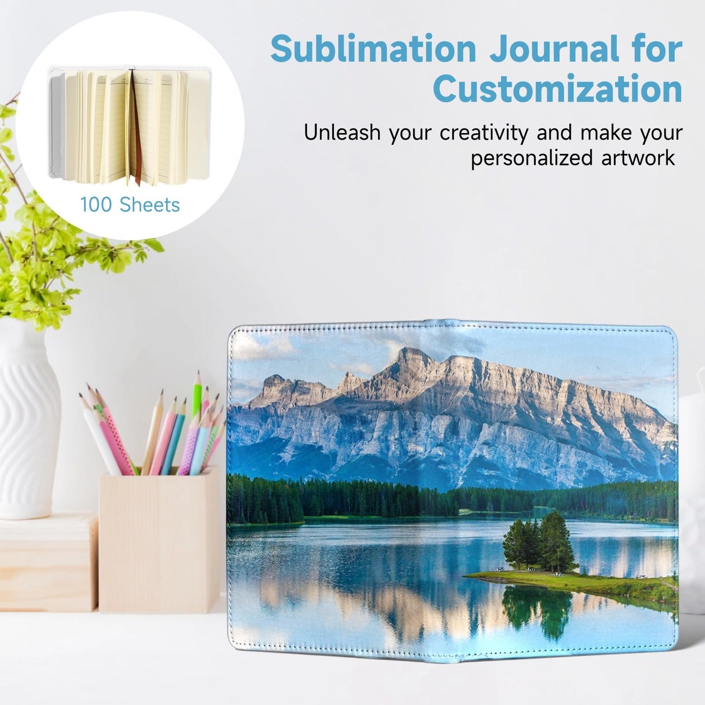 Lnrueg 12 Pcs Sublimation Notebook Blank Journal A6 100 Pages - Hardcover PU Notebooks for Note Taking Plan Making Diary Writing - School Office Supplies