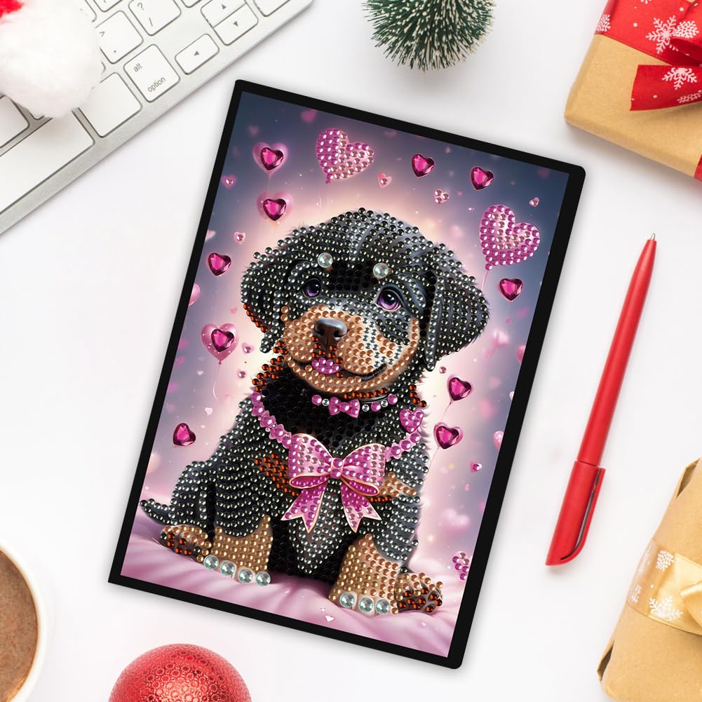 Puppy 5D Diamond Painting Notebook Art Kits for Adults Beginners Diamond Painting Sketchbook Dots Art Journal with Lined Pages Accessories Gift Box A5 Leather Crafts Projects Generic