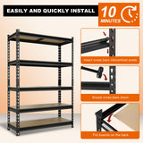 BIG RED Storage Shelving Unit, 5-Tier Adjustable, Heavy Duty Metal Garage Shelves/Utility Rack for Kitchen, Pantry, Basement, Bathroom, Laundry - 2,000 lbs Capacity, Black, 72" H x 48" W x 18" D BIG RED