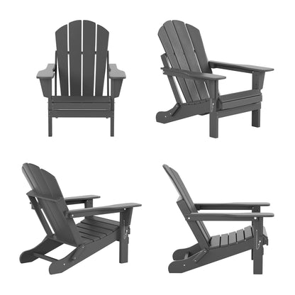 WestinTrends Outdoor Adirondack Chairs Set of 4, Plastic Fire Pit Chair, Weather Resistant Folding Patio Lawn Chair for Outside Deck Garden Backyardf Balcony, Gray