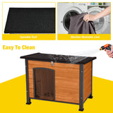 Aivituvin Dog House Outdoor & Indoor Wooden Dog Kennel for Winter with Raised Feet Weatherproof for Small & Medium & Large Dogs,Unique All-Around Iron Frame (Brown, M) Aivituvin