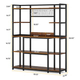 Elegant 5-Tier Kitchen Baker's Rack with Hutch and Hooks – Versatile Storage Solution in Brown LITTLE TREE