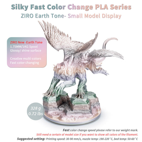 ZIRO 3D Printer Filament, Shiny PLA Fast Gradient Color Change, Glossy Color Change by Length PLA, Fit Most FDM 3D Printers, Dimensional Accuracy +/-0.03mm, 1KG/2.2lb Spool, Earth Tone(Silk) ZIRO
