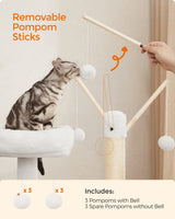 Feandrea Cat Tree with Litter Box Enclosure, 2-in-1 Modern Cat Tower, 54.3-Inch Cat Condo with Scratching Posts, Removable Pompom Sticks, Greige UPCT113G01 Feandrea