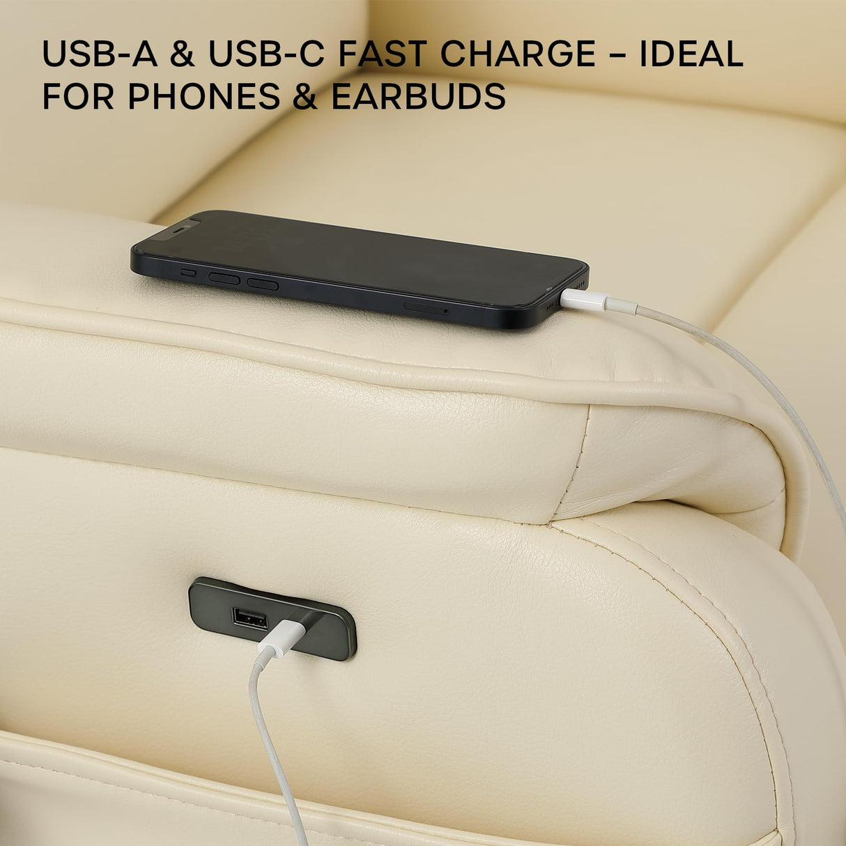 DYNOX 300 LBS Power Lift Recliner Chair for Elderly, Small Size Dual Motor Lay Flat Infinite Positions Recliner with Heat, Massage & USB Charging Port (9188S,Faux Leather,Cream White) DYNOX