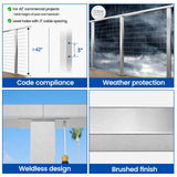 Muzata Cable Railing Post 42 Inch 42"x2"x2" Level Drilled Surface Mount Brushed T304 Stainless Steel Cable Railing System Kit Indoor Outdoor with Paper User Guide PS02 LH4L Muzata