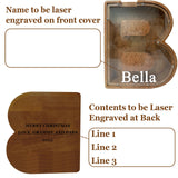 Personalized Large Wooden Kids Letter Piggy Bank Custom Name Coin Bank, (Laser Engraved Name) Wood Alphabet Letter Bank Money Box Birthday (B) ladenk