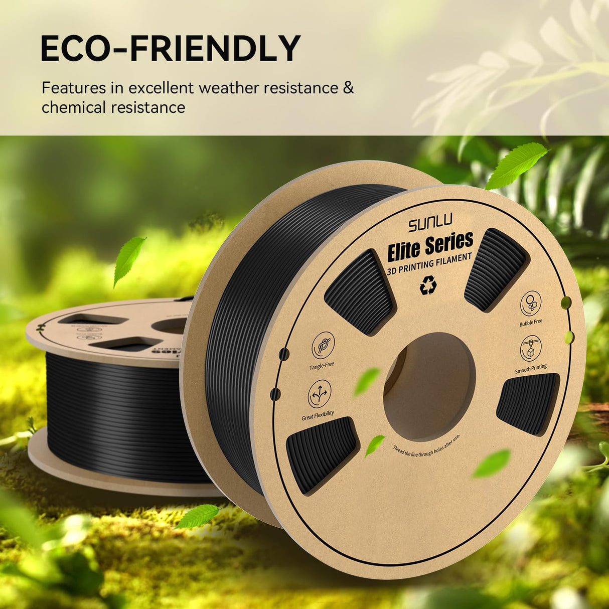 SUNLU Elite PLA 3D Printer Filament 1.75mm, Fit Most FDM 3D Printers, Neatly Wound, Dimensional Accuracy +/- 0.02 mm, 1kg Spool (2.2lbs), Black YOOPAI