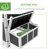 PawHut Wooden Chicken Coop with Nesting Box, Outdoor Poultry Cage or Rabbit Hutch for 6 Chickens with Pull Out Tray, Run, Perches, Ramp, Windows for Duck, Hen, Small Animals, Dark Gray PawHut